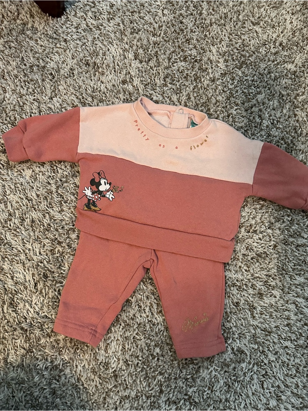 Disney Mauve & Blush Minnie Crewneck Sweater Set